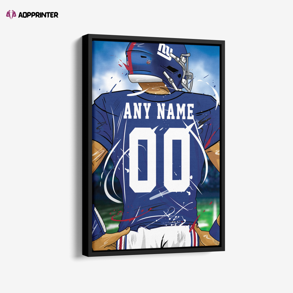 New York Giants Jersey NFL Personalized Jersey Custom Name and Number Canvas Wall Art  Print Home Decor Framed Poster Man Cave Gift