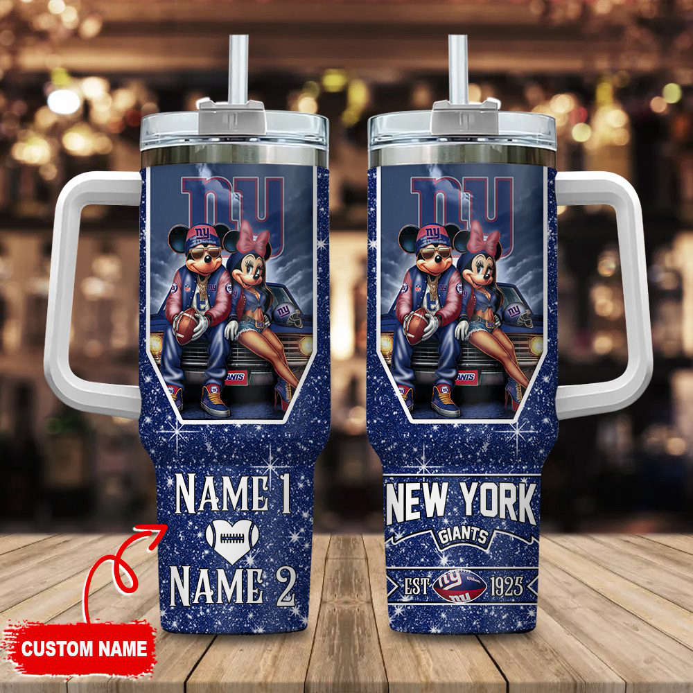 New York Giants NFL Mickey And Minnie Couple 40oz Stanley Tumbler Custom Name