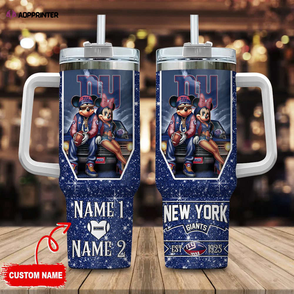 New York Giants NFL Mickey And Minnie Couple 40oz Stanley Tumbler Custom Name