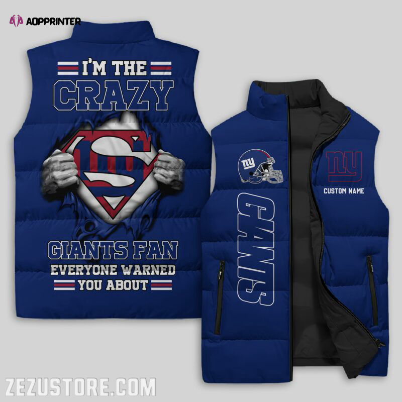 New York Giants NFL Sleeveless Puffer Jacket Custom For Fans Gifts