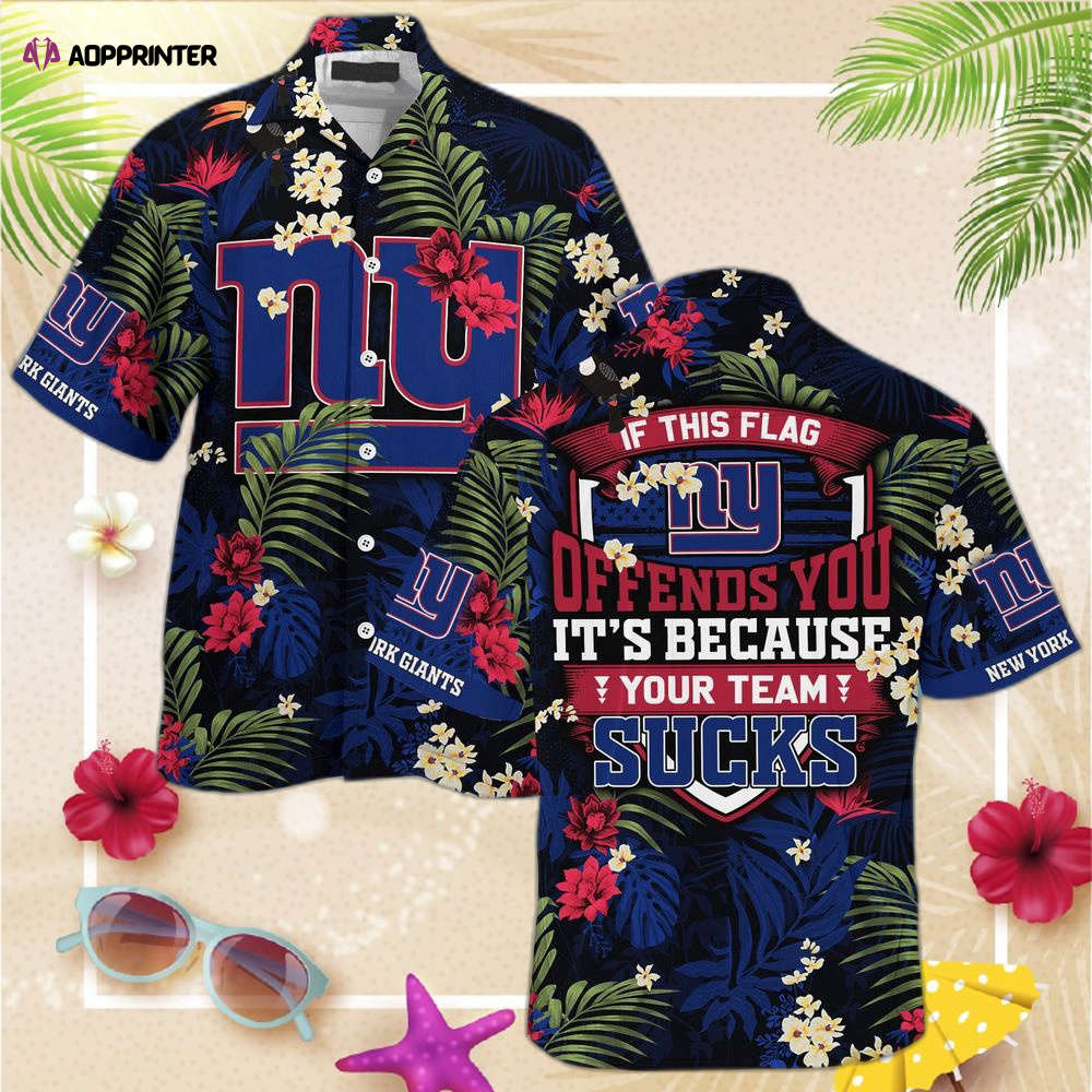 New York Giants NFL Summer Hawaiian Shirt    With Tropical Patterns