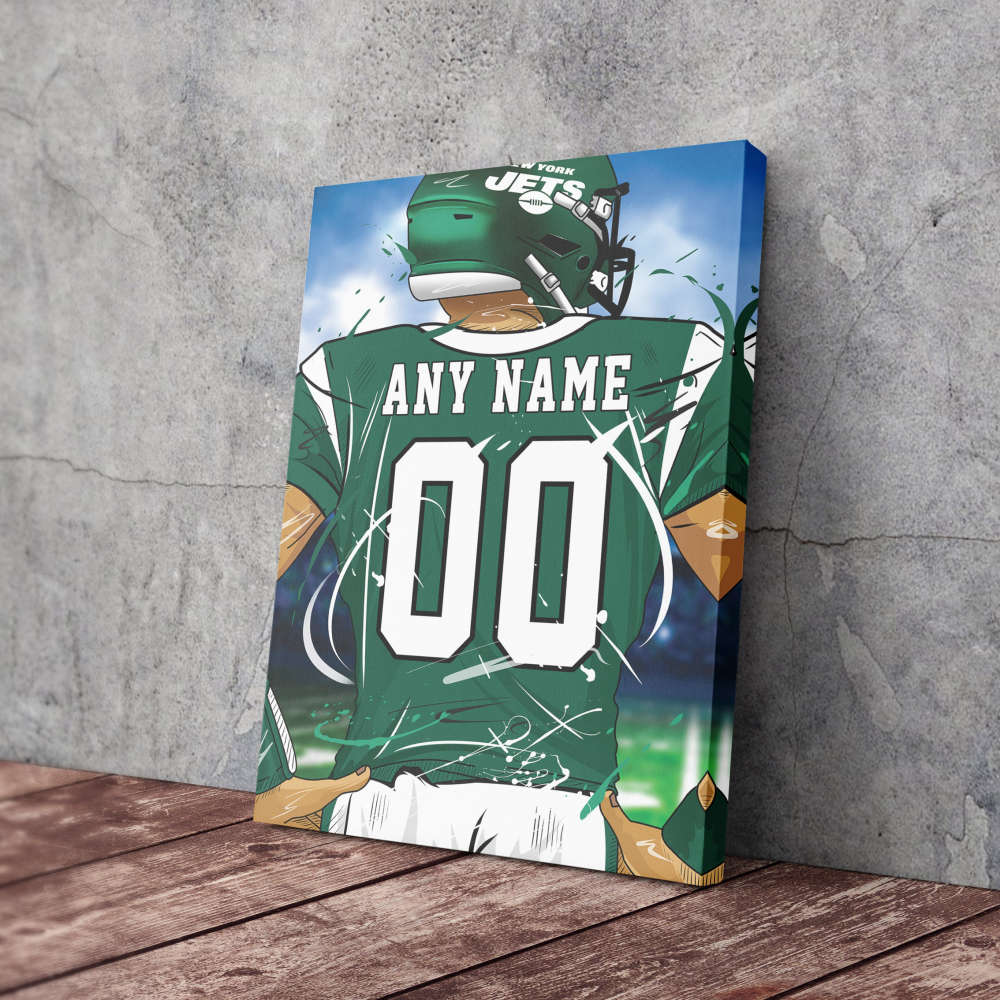 New York Jets Jersey NFL Personalized Jersey Custom Name and Number Canvas Wall Art  Print Home Decor Framed Poster Man Cave Gift