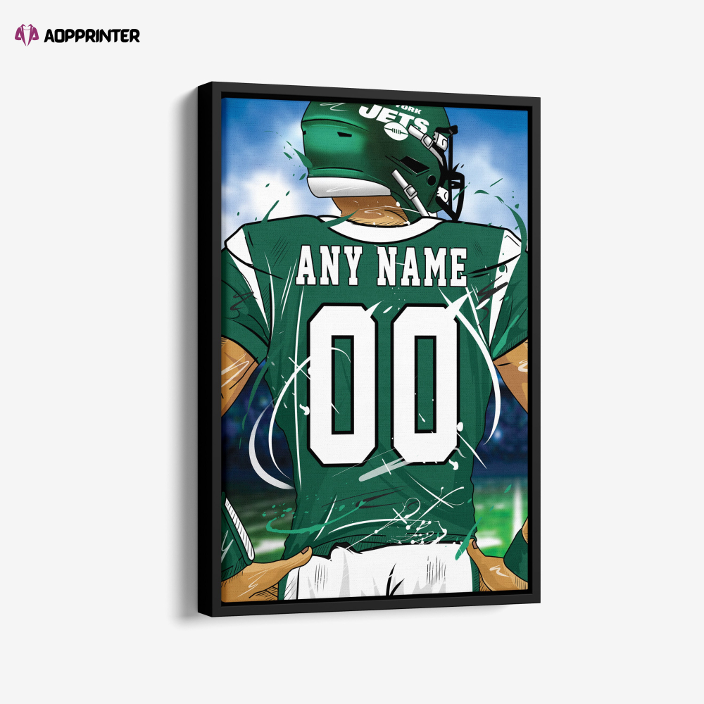 New York Jets Jersey NFL Personalized Jersey Custom Name and Number Canvas Wall Art  Print Home Decor Framed Poster Man Cave Gift
