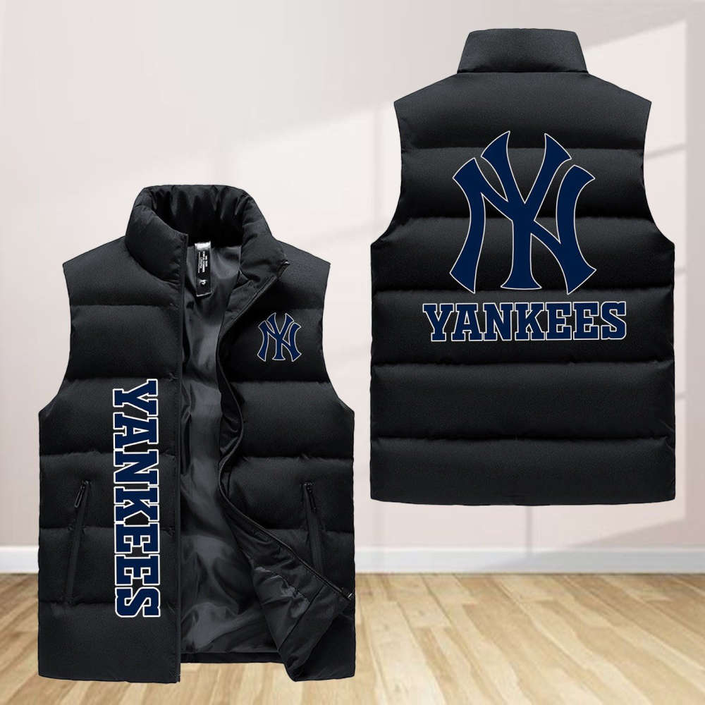 New York Yankees Sleeveless Puffer Jacket Custom For Fans Gifts