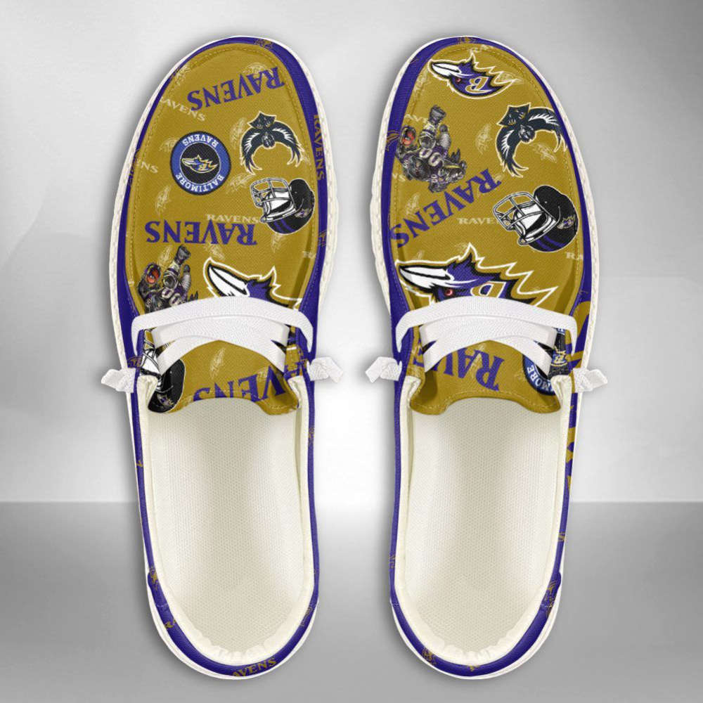 NFL Baltimore Ravens Hey Dude Shoes Wally Lace Up Loafers Moccasin Slippers