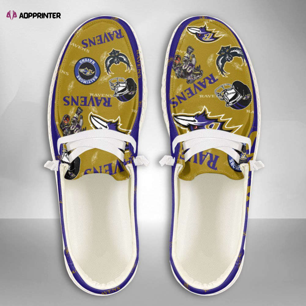 NFL Baltimore Ravens Hey Dude Shoes Wally Lace Up Loafers Moccasin Slippers