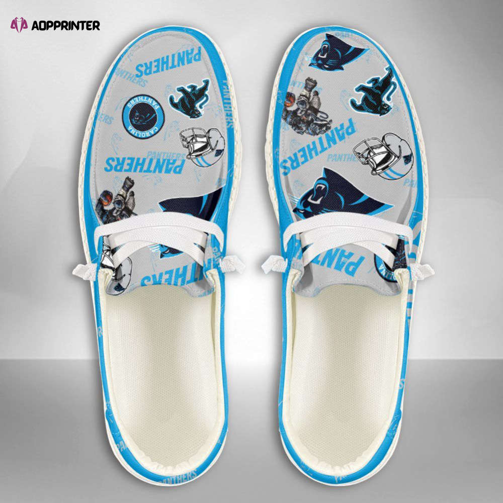 NFL Carolina Panthers Hey Dude Shoes Wally Lace Up Loafers Moccasin Slippers HDS0181