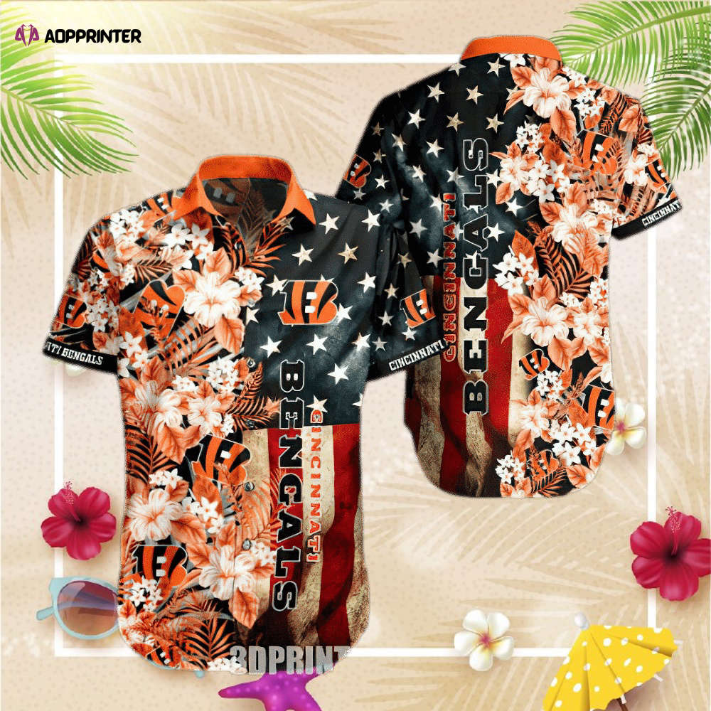 NFL Cincinnati Bengals Hawaiian Shirt Flag Flower