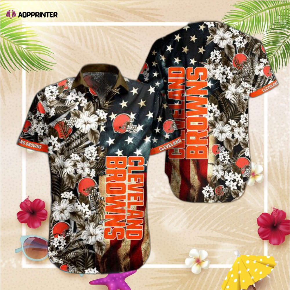 NFL Cleveland Browns Hawaiian Shirt Flag Flower