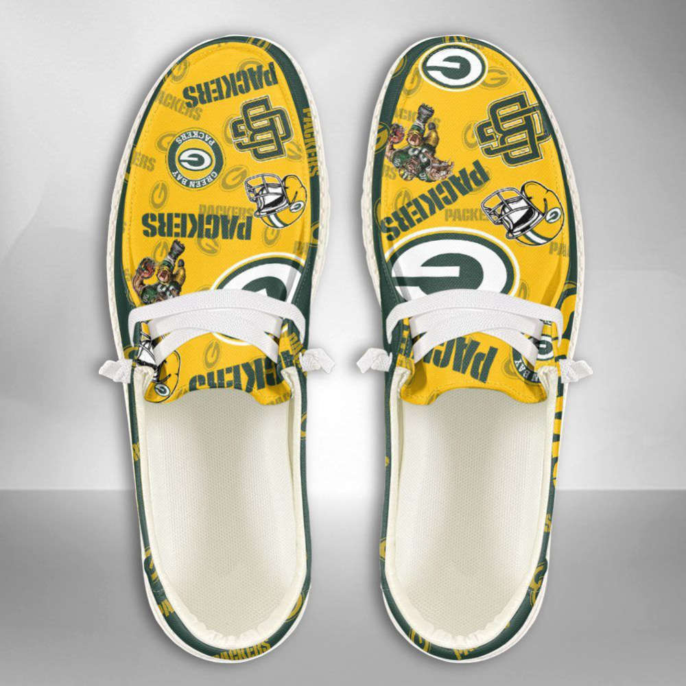 NFL Green Bay Packers Hey Dude Shoes Wally Lace Up Loafers Moccasin Slippers HDS0396