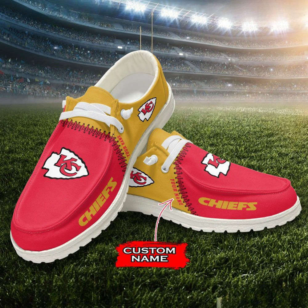 NFL Kansas City Chiefs Hey Dude Shoes Wally Lace Up Loafers Moccasin Slippers