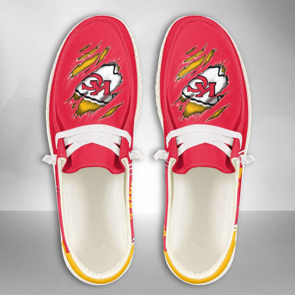 NFL Kansas City Chiefs Hey Dude Shoes Wally Lace Up Loafers Moccasin Slippers HDS0485