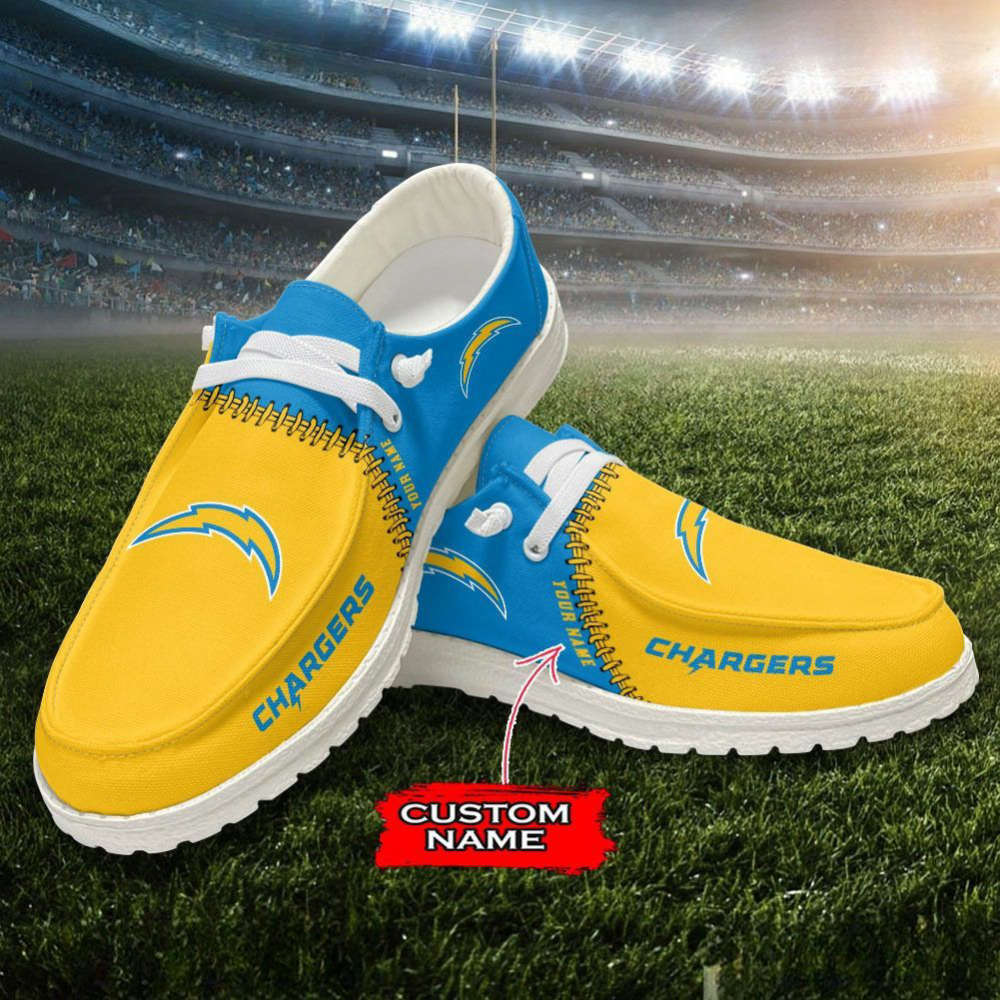 NFL Los Angeles Chargers Hey Dude Shoes Wally Lace Up Loafers Moccasin Slippers
