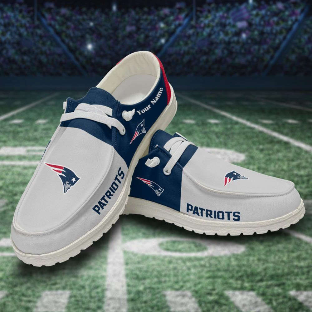 NFL New England Patriots Hey Dude Shoes Wally Lace Up Loafers Moccasin Slippers