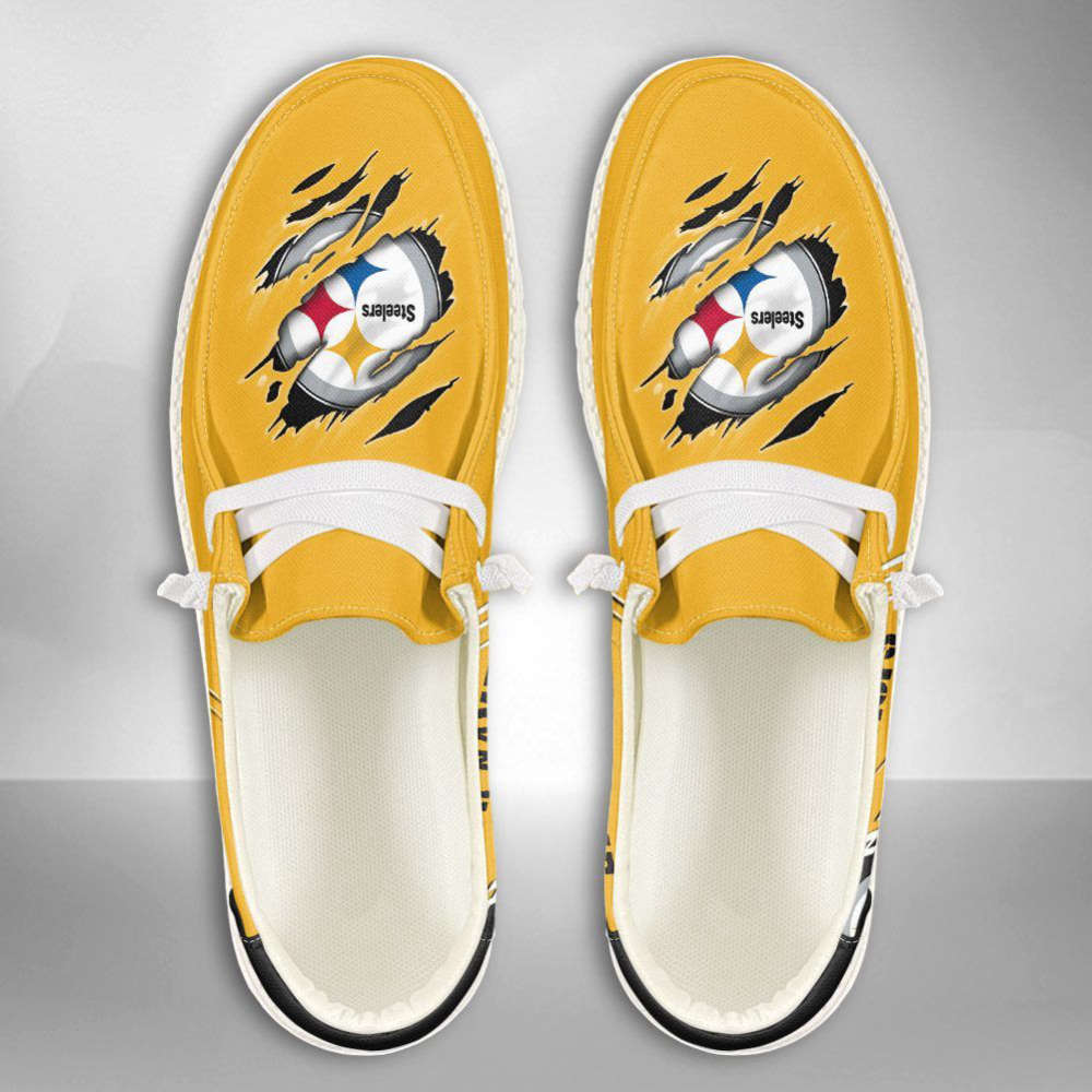 NFL Pittsburgh Steelers Hey Dude Shoes Wally Lace Up Loafers Moccasin Slippers