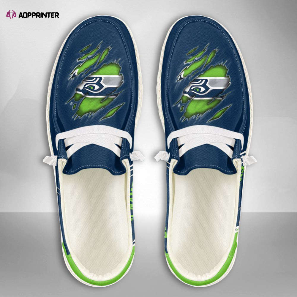 NFL Seattle Seahawks Hey Dude Shoes Wally Lace Up Loafers Moccasin Slippers HDS1063