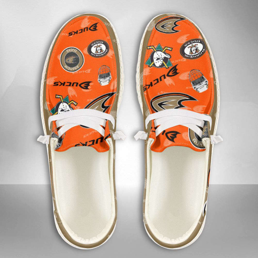 NHL Anaheim Ducks Hey Dude Shoes Wally Lace Up Loafers Moccasin Slippers Gift for Fans