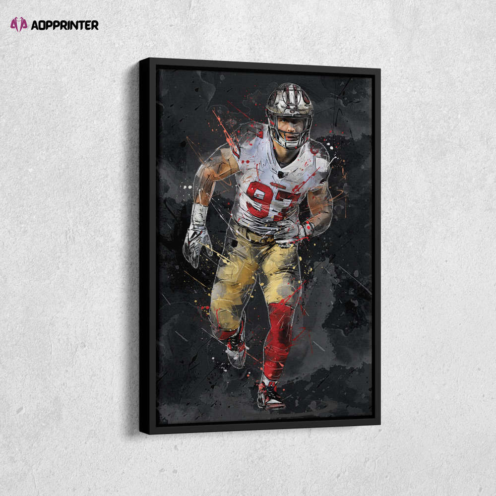 Nick Bosa Art San Francisco 49ers NFL Canvas Wall Art Home Decor Framed Poster Man Cave Gift