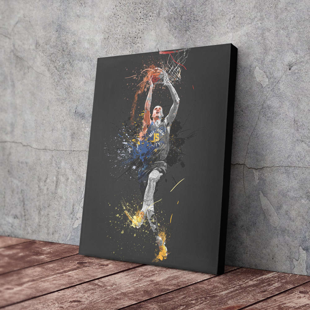 Nikola Jokic Art Dunk Denver Nuggets NBA Wall Art Home Decor Hand Made Poster Canvas Print