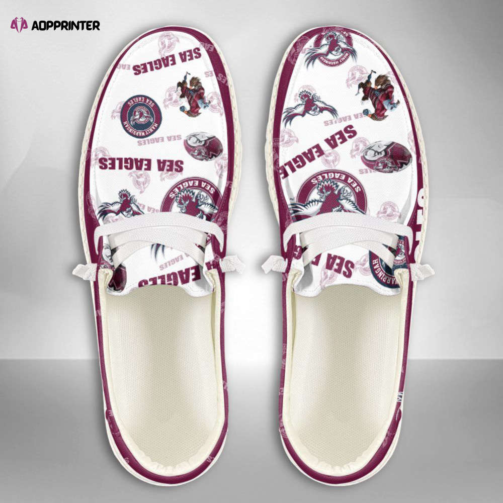 NRL Manly Warringah Sea Eagles Hey Dude Shoes Wally Lace Up Loafers Moccasin Slippers HDS0603
