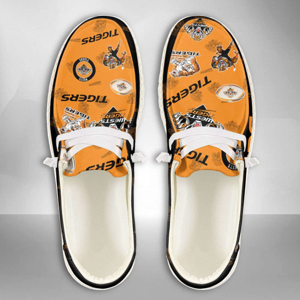 NRL Wests Tigers Hey Dude Shoes Wally Lace Up Loafers Moccasin Slippers Fan Gifts