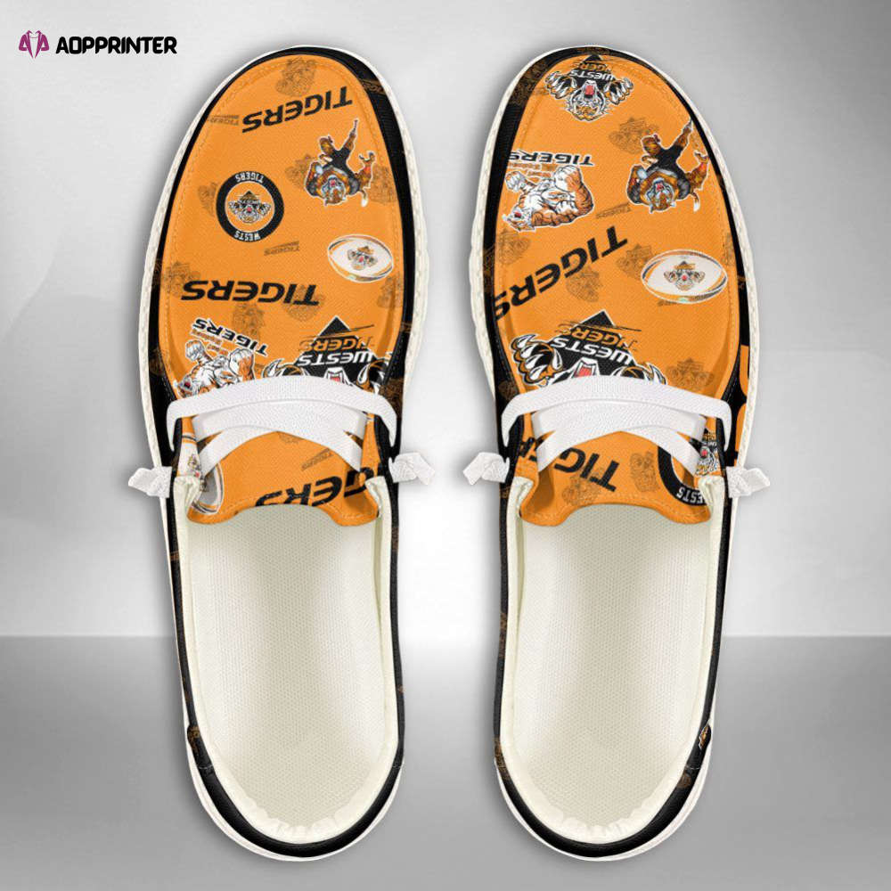 NRL Wests Tigers Hey Dude Shoes Wally Lace Up Loafers Moccasin Slippers Fan Gifts