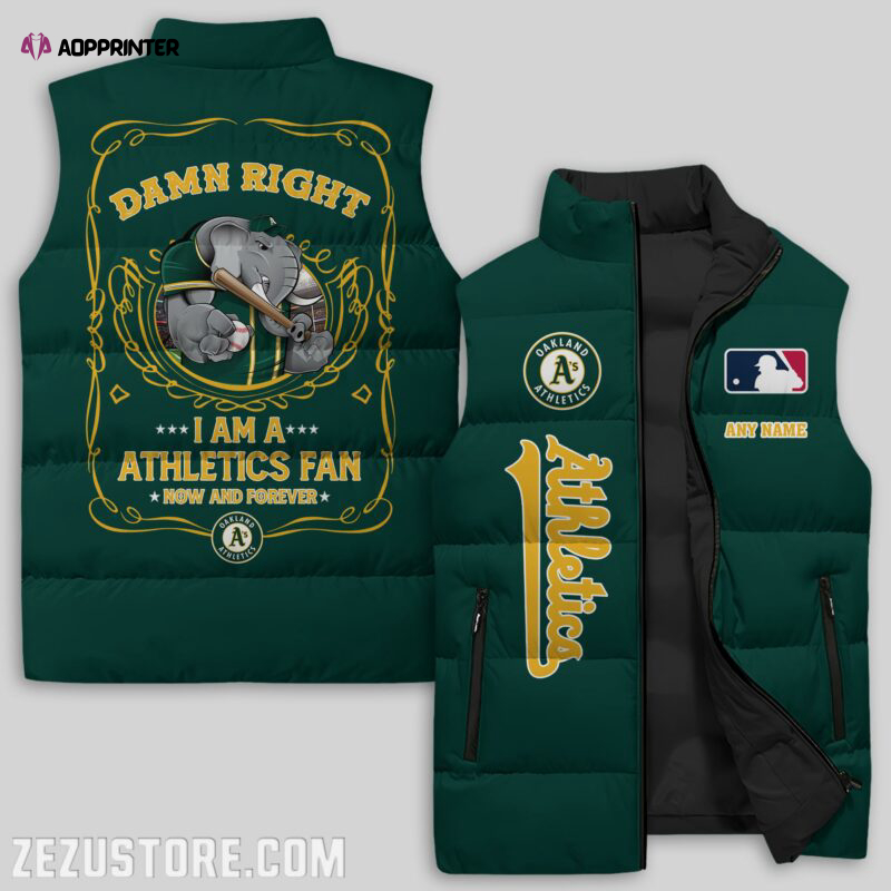 Oakland Athletics MLB Sleeveless Puffer Jacket Custom For Fans Gifts