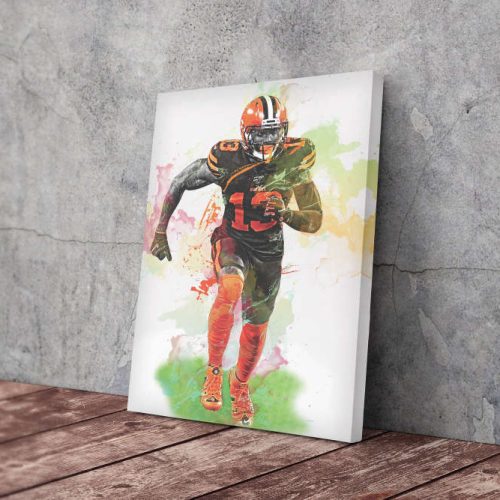 Odell Beckham JR Art Poster Cleveland Browns NFL Canvas Unique Design Wall Art Print Hand Made Ready to Hang Custom Design