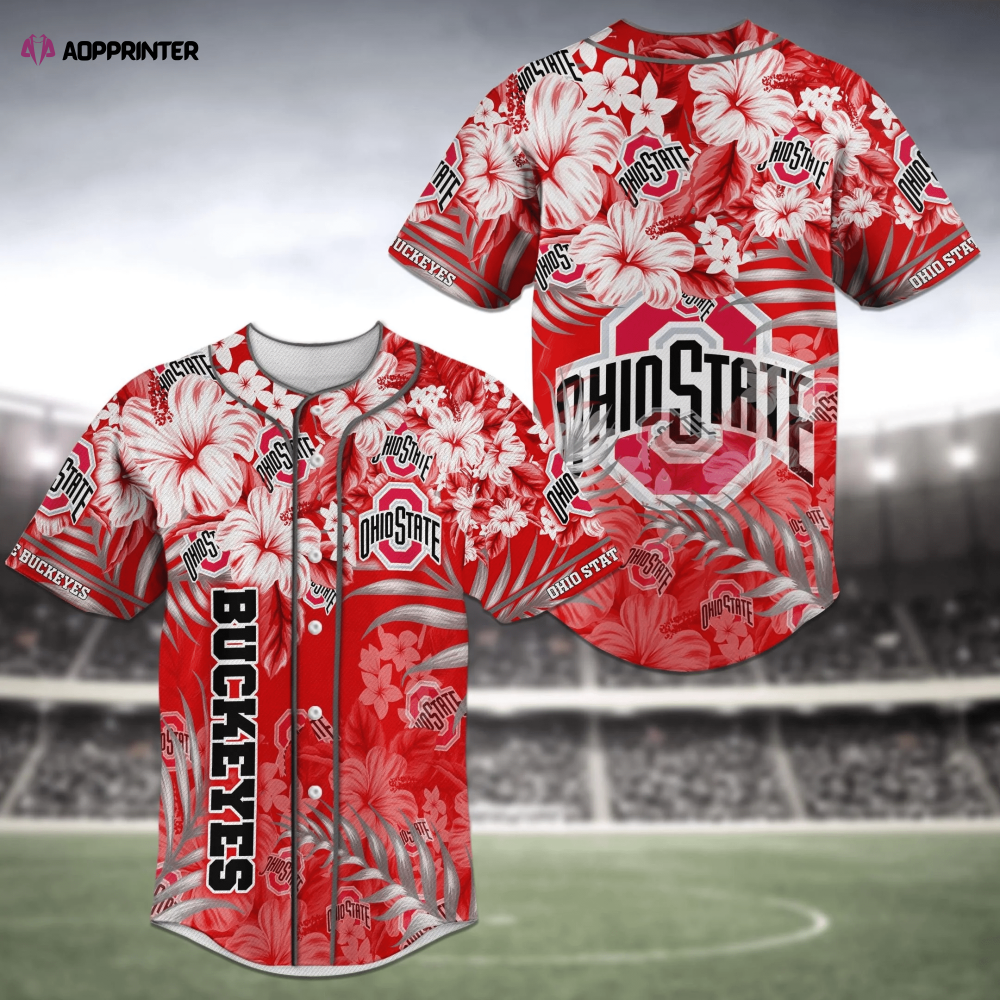 Ohio State Buckeyes NCAA Baseball Jersey Shirt with Floral Design FVJ