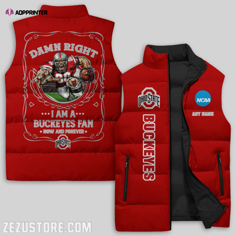 Ohio State Buckeyes NCAA Sleeveless Puffer Jacket Custom For Fans Gifts