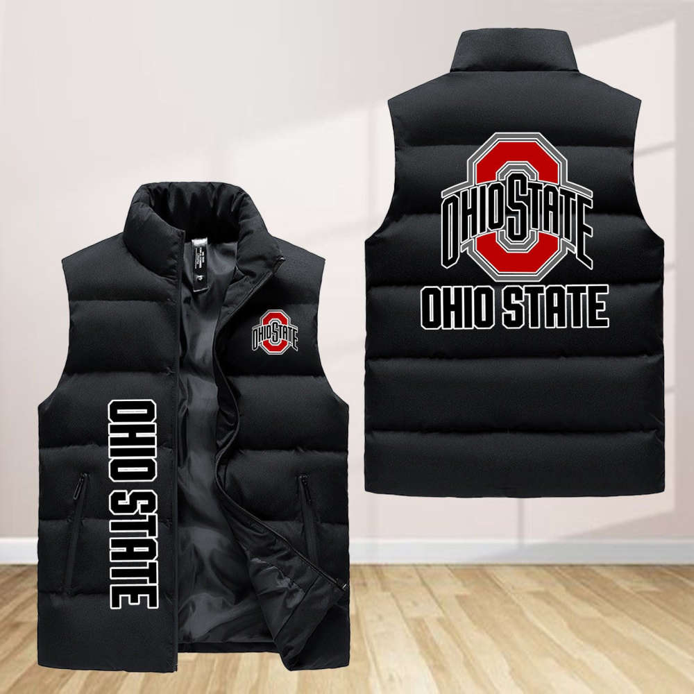 Ohio State Buckeyes Sleeveless Puffer Jacket Custom For Fans Gifts