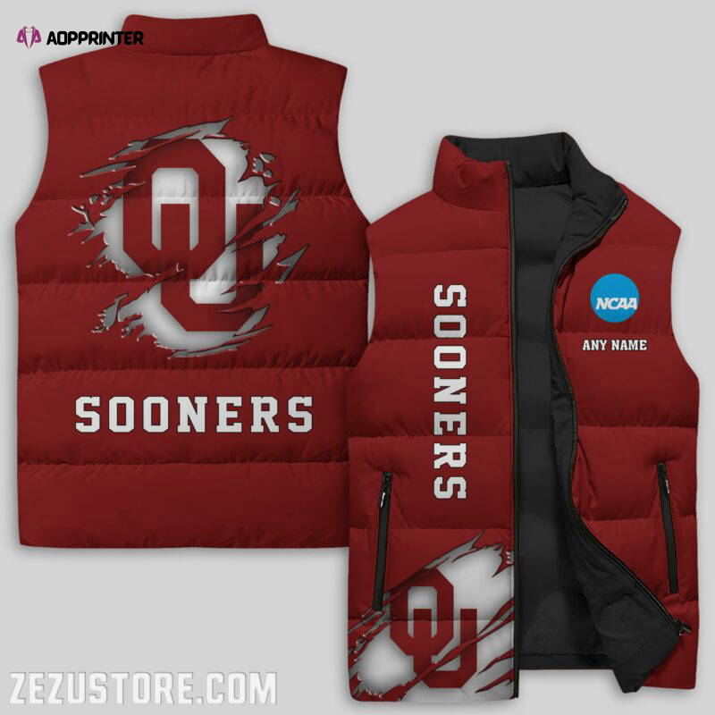 Oklahoma Sooners NCAA Sleeveless Puffer Jacket Custom For Fans Gifts