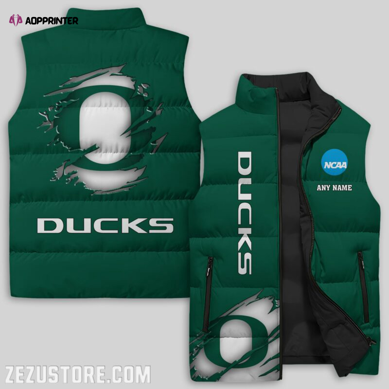 Oregon Ducks NCAA Sleeveless Puffer Jacket Custom For Fans Gifts