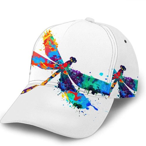 Paint Splash Dragonfly Print Classic Baseball 3D Cap Adjustable Twill Sports Dad Hats for Unisex