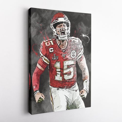 Patrick Mahomes American Football Quarterback Player Canvas Unique Design Wall Art Print Hand Made Ready to Hang Custom Design