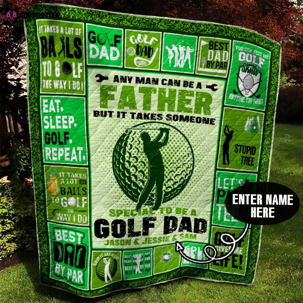 Personalized Golf Special To Be A Golf Dad Quilt Blanket Great Customized Gifts For Birthday Christmas Thanksgiving Father’s Day