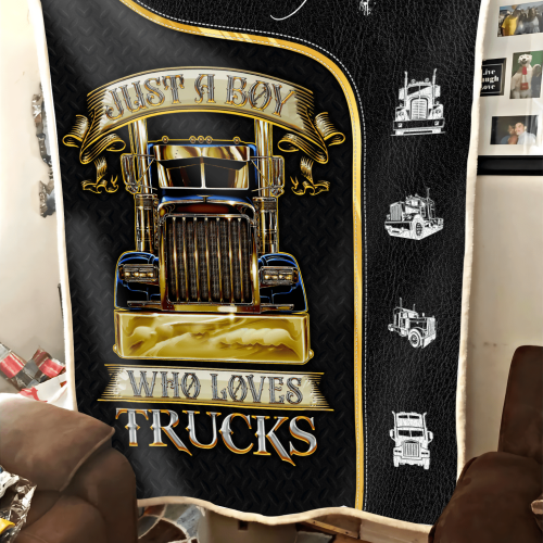 Personalized Trucker – Just A Boy Who Loves Trucks Blanket