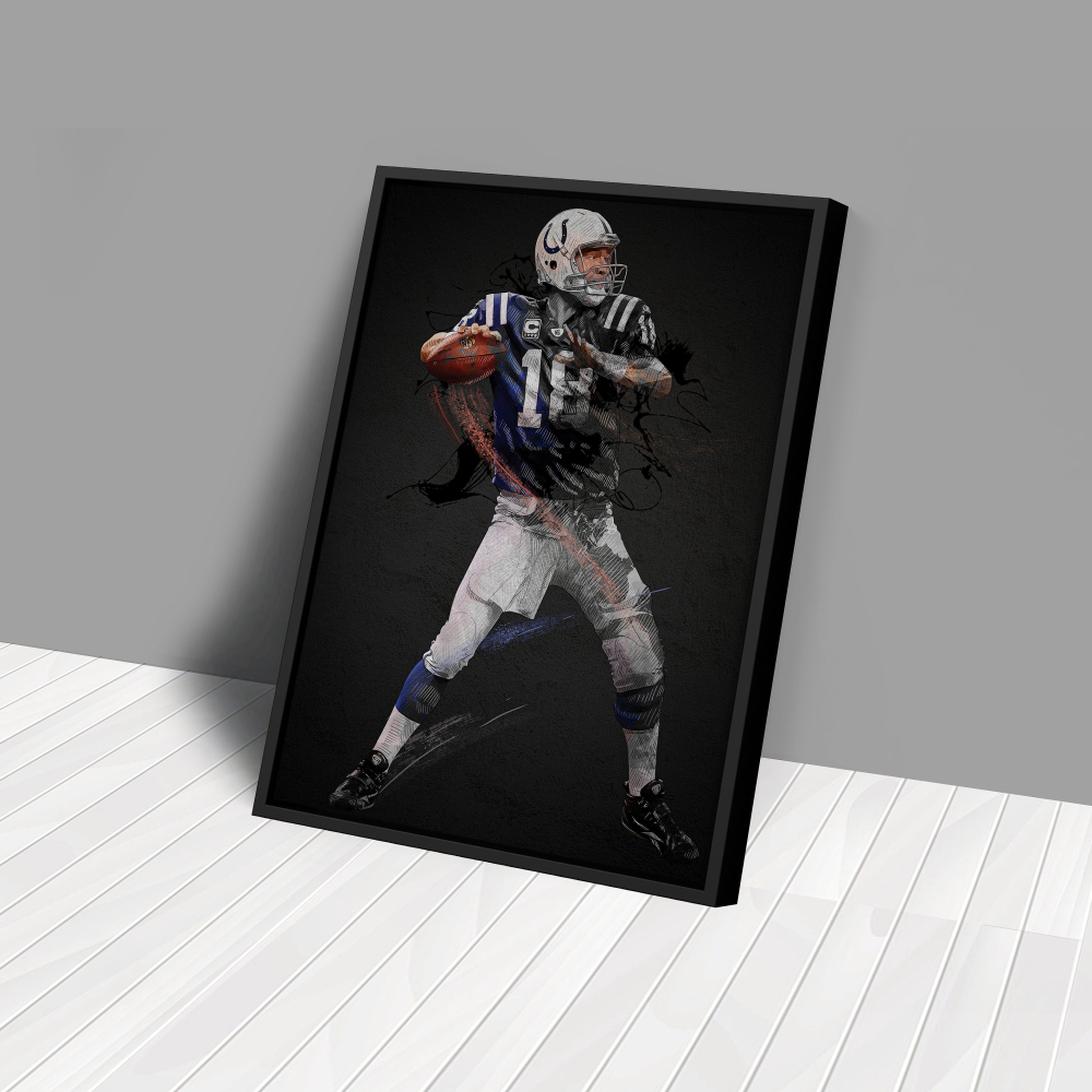 Peyton Manning Art Indianapolis Colts NFL Wall Art Home Decor Hand Made Poster Canvas Print