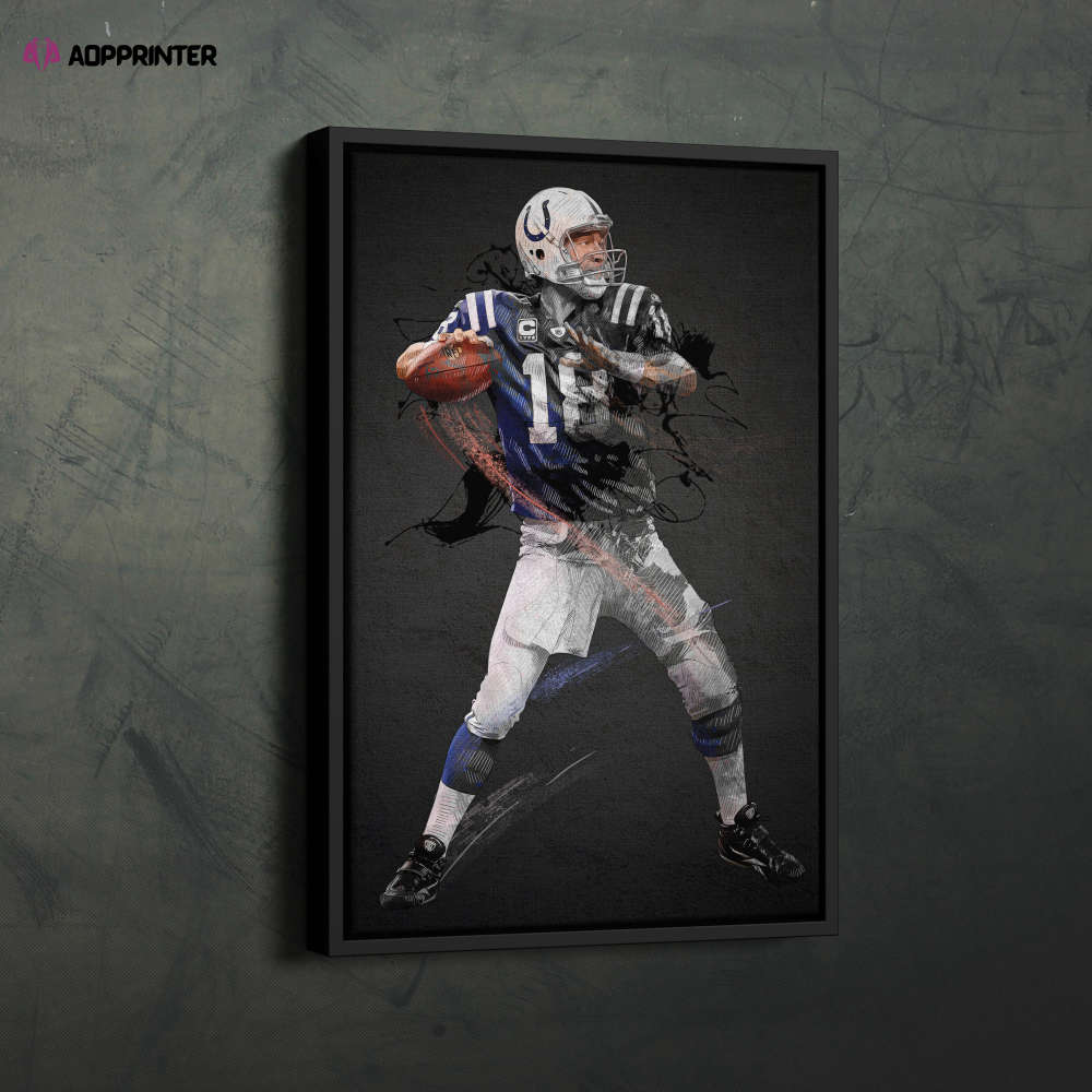 Peyton Manning Art Indianapolis Colts NFL Wall Art Home Decor Hand Made Poster Canvas Print