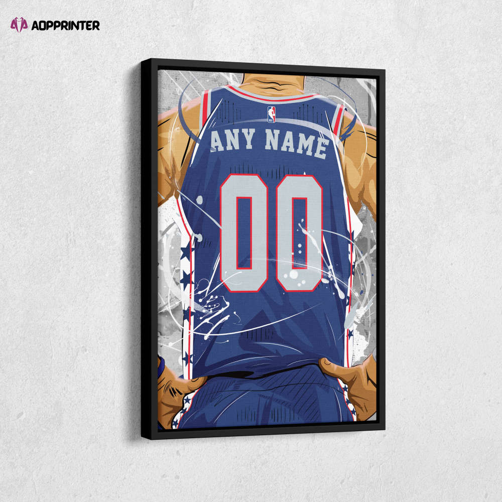 Philadelphia 76ers Jersey NBA Personalized Jersey Custom Name and Number Canvas Wall Art  Print Home Decor Framed Poster Man Cave Gift