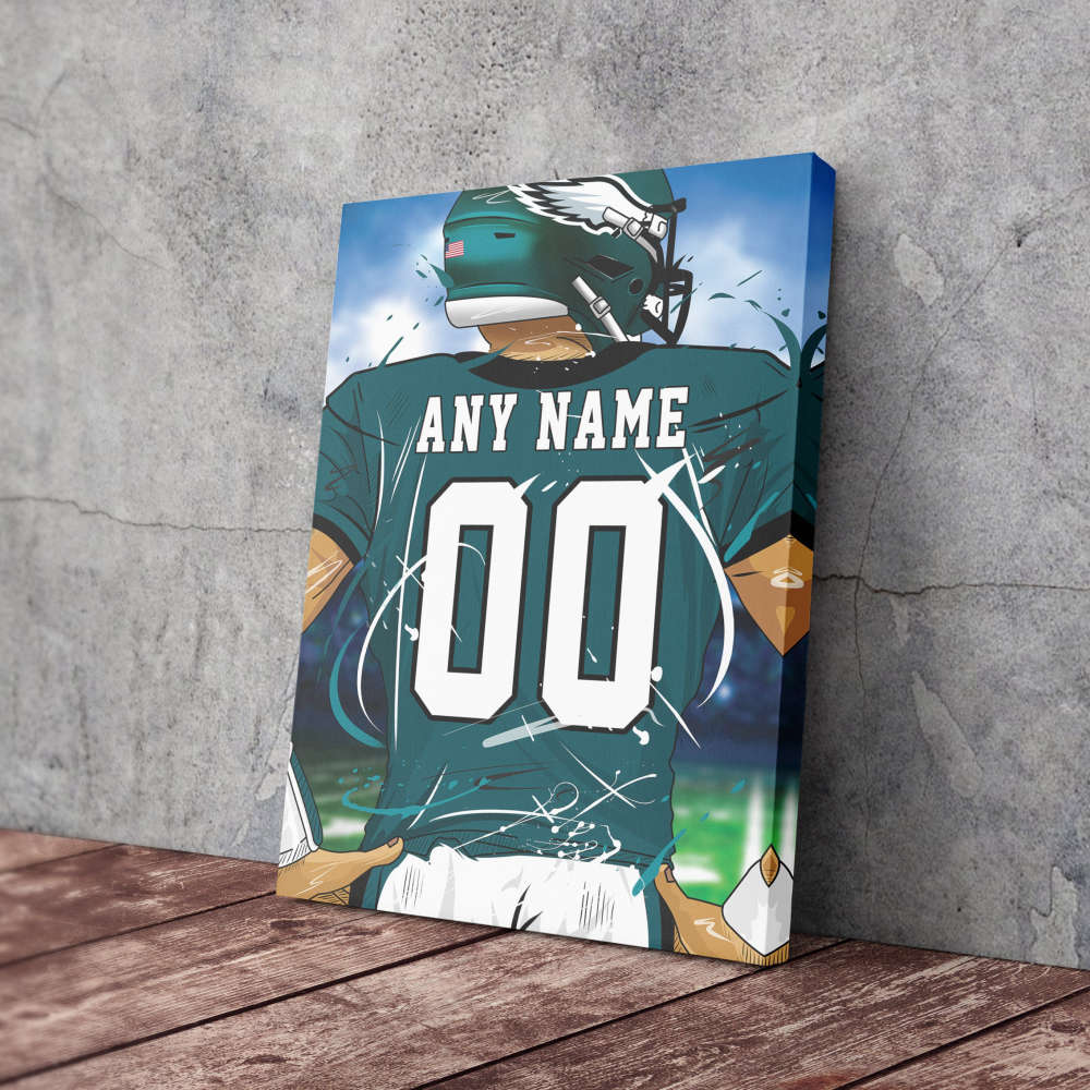 Philadelphia Eagles Jersey NFL Personalized Jersey Custom Name and Number Canvas Wall Art  Print Home Decor Framed Poster Man Cave Gift