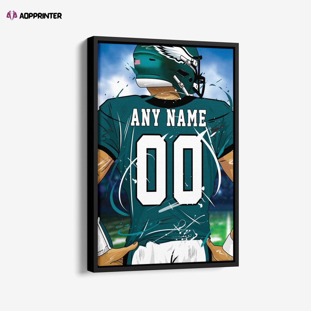 Philadelphia Eagles Jersey NFL Personalized Jersey Custom Name and Number Canvas Wall Art  Print Home Decor Framed Poster Man Cave Gift