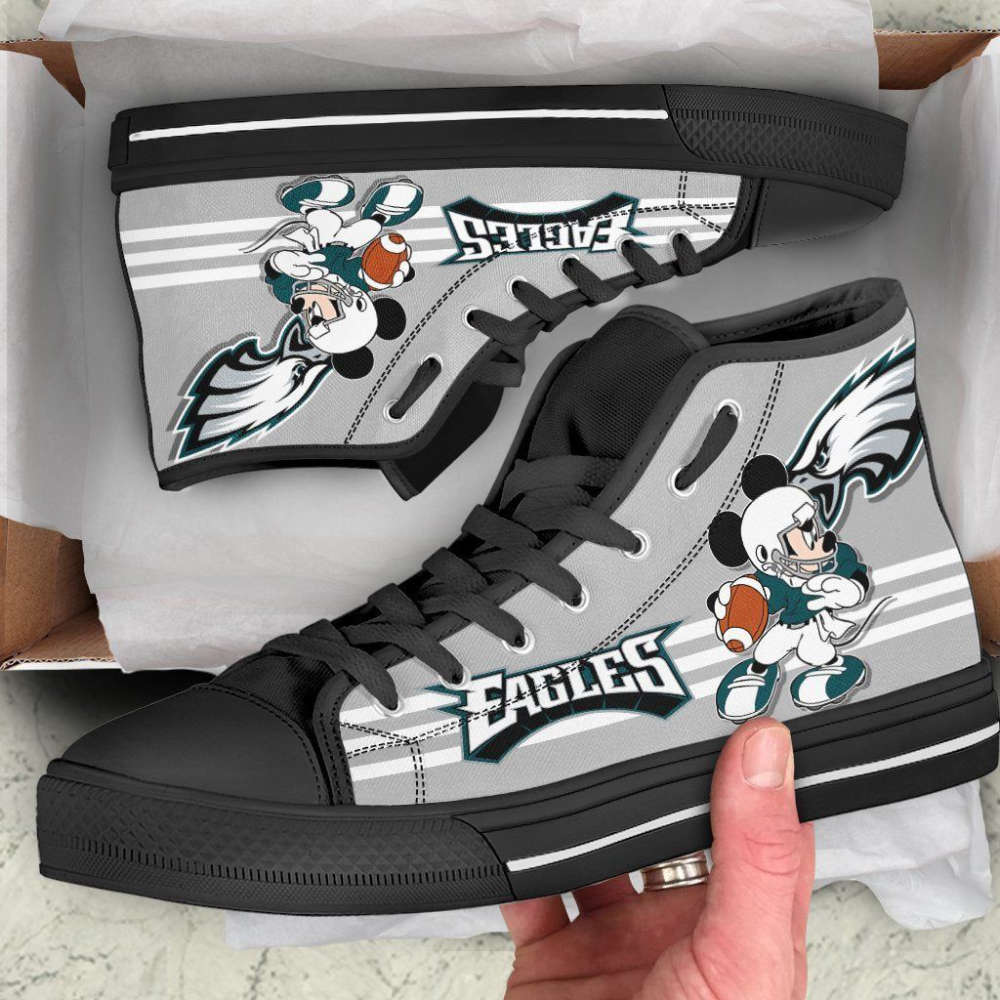 Philadelphia Eagles Nfl Football Mickey Mouse Custom Canvas High Top Shoes