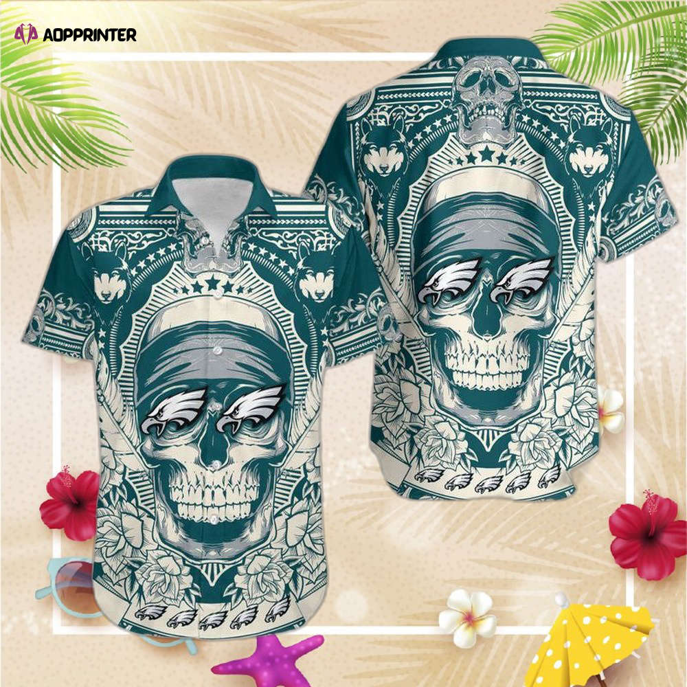 Philadelphia Eagles Skull NFL Gift For Fan Hawaii Shirt   Shorts