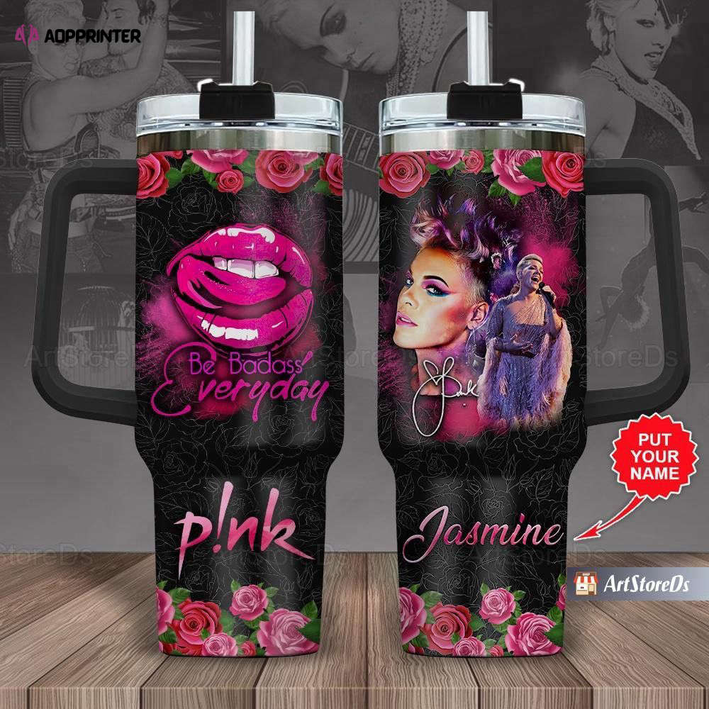 Pink P!nk Tumbler 40oz – Personalized Singer Coffee Tumbler