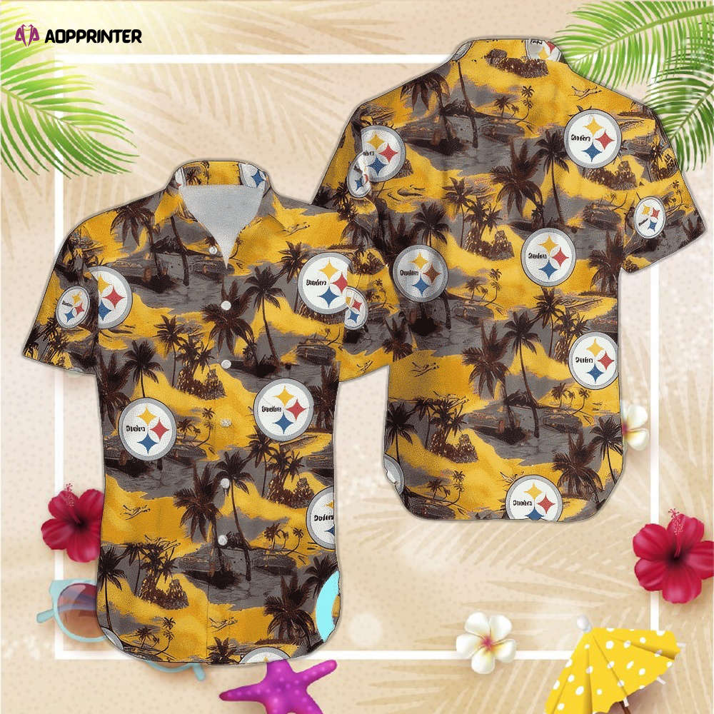 Pittsburgh Steelers Coconut Tree All Over Print Hawaiian Shirt Beach Shirt NFL
