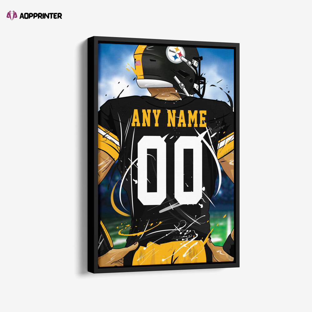Pittsburgh Steelers Jersey NFL Personalized Jersey Custom Name and Number Canvas Wall Art  Print Home Decor Framed Poster Man Cave Gift