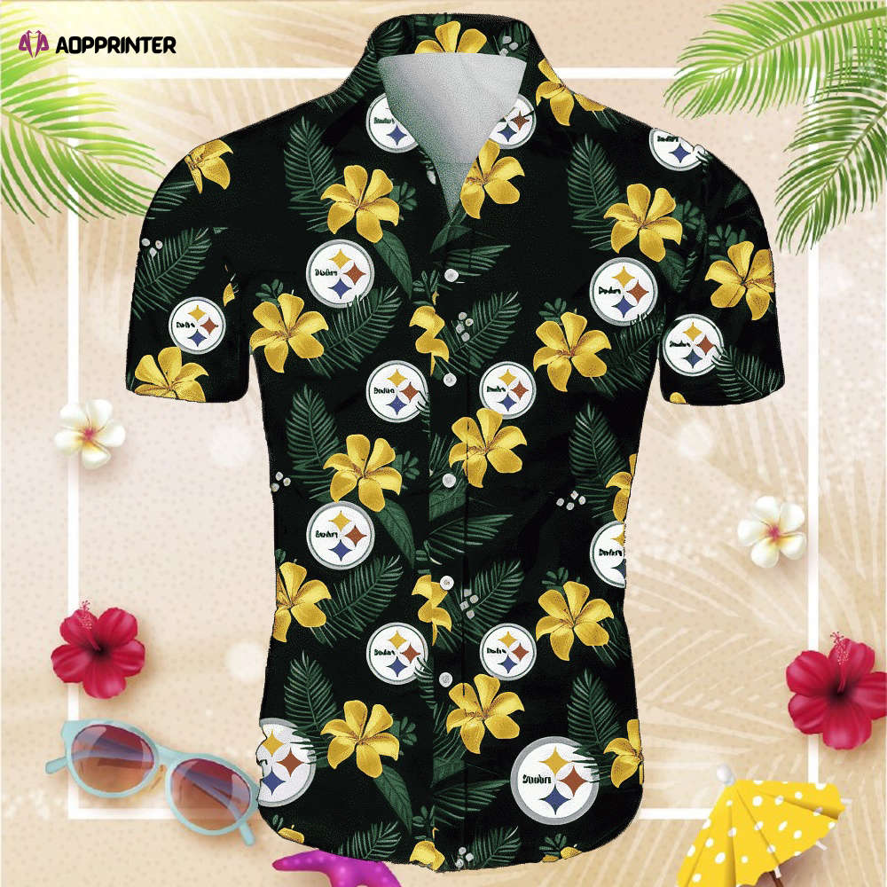 Pittsburgh Steelers Tropical Flower Pattern Hawaiian Shirt Beach Shirt NFL