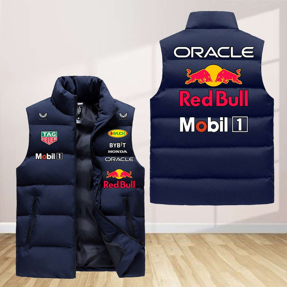 Red Bull Racing Sleeveless Puffer Jacket Custom For Fans Gifts
