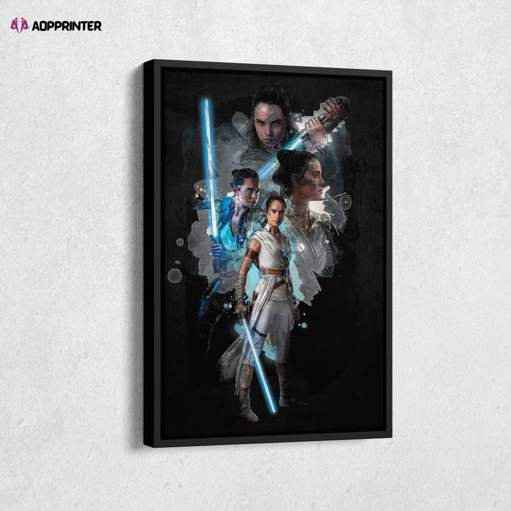 Rey Skywalker Poster Star Wars Art Canvas Wall Art Print Home Decor Framed Poster Gift for Kids